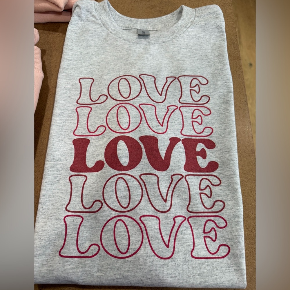Valentine’s Grey LOVE t-shirt, size Medium (NEW)